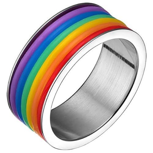 Regenbogen Herren Ring Edelstahl 9mm-19mm von LGT JWLS