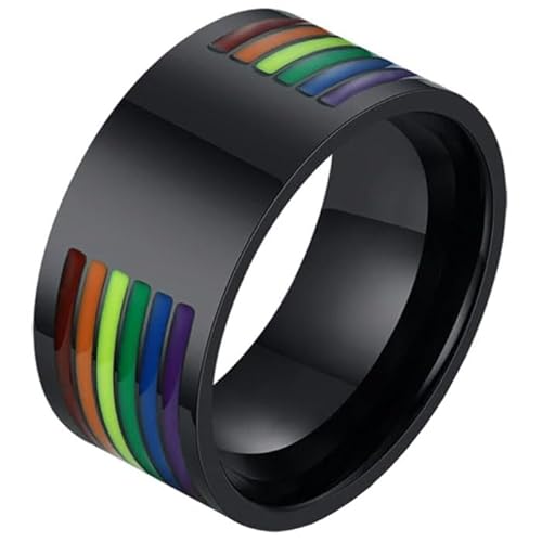 Regenbogen Herren Ring Edelstahl Schwarz-18mm von LGT JWLS