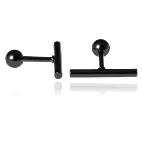 Rod Ohrringe Edelstahl Bar T Schwarz von LGT JWLS
