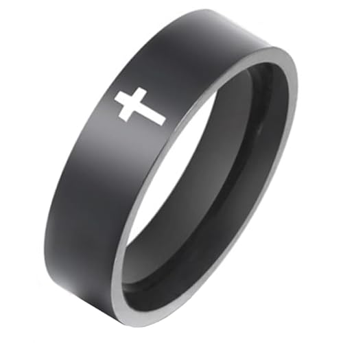 Schwarz Stahl Herren Ring LGT Juwelen mit Kreuz-18mm von LGT JWLS