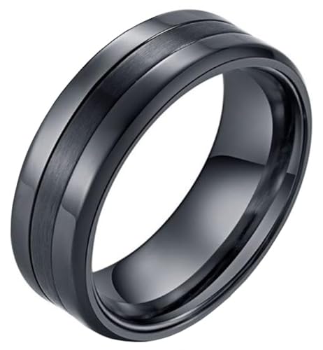 Schwarz Stahl Herren Ring Matte Glanz 8mm-21mm von LGT JWLS