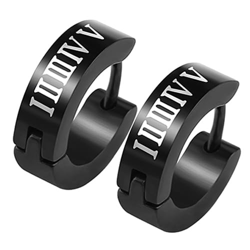 Schwarze Stahl Herren Ohrringe Römischer Numeral Print von LGT JWLS