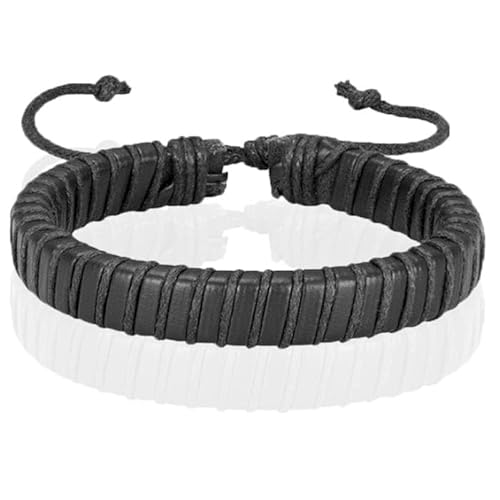 Schwarzes Lederarmband LGT Jewels Verstellbares Seil von LGT JWLS