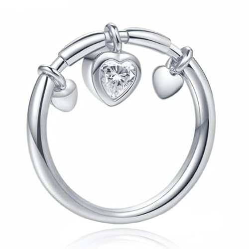 Silberfarbene Damen Ring mit Herz Anhänger von Zirkonia-16mm von LGT JWLS