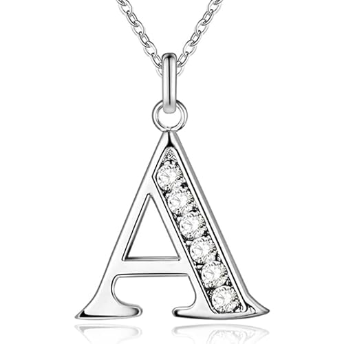 Silberne Buchstabe A Damen Halskette mit Zirkonia von LGT JWLS