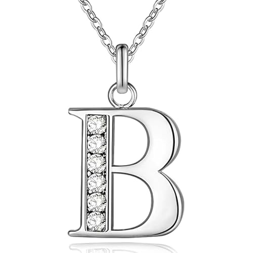 Silberne Buchstabe B Damen Halskette mit Zirkonia von LGT JWLS