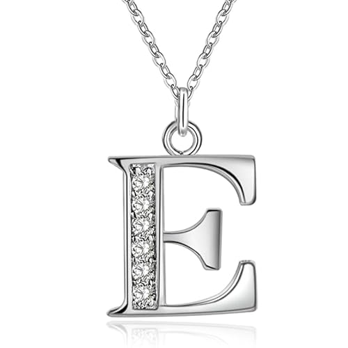 Zilverkleurige Letter E Dames Ketting met Zirkonia von LGT JWLS