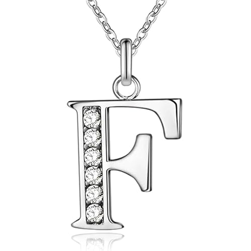 Silberne Buchstabe F Damen Halskette mit Zirkonia von LGT JWLS