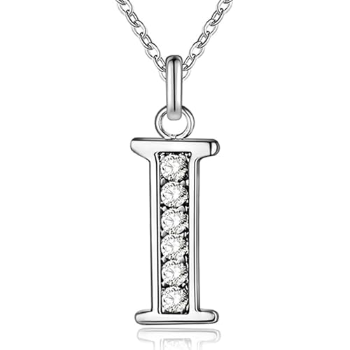 Silberne Buchstabe I Damen Halskette mit Zirkonia von LGT JWLS