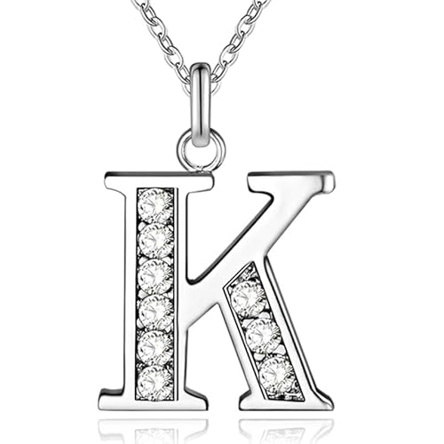 Silberne Buchstabe K Damen Halskette mit Zirkonia von LGT JWLS