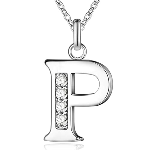 Silberne Buchstabe P Damen Halskette mit Zirkonia von LGT JWLS