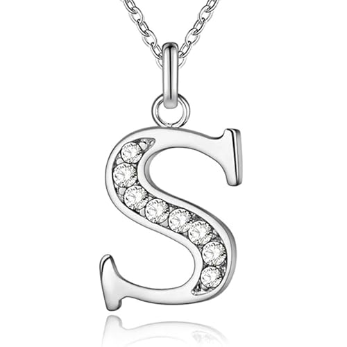 Silberne Buchstabe S Damen Halskette mit Zirkonia von LGT JWLS