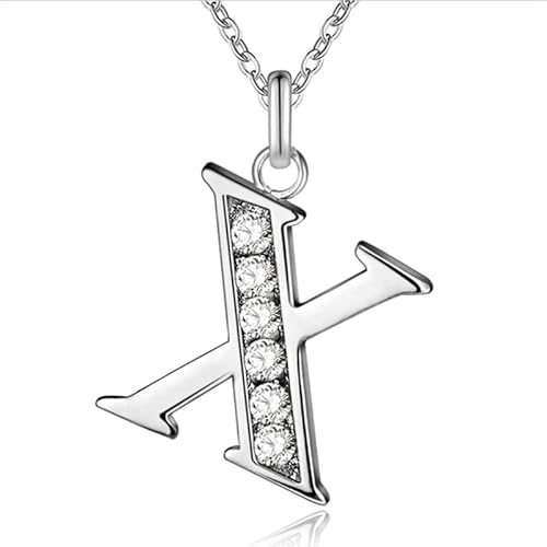 Silberne Buchstabe X Damen Halskette mit Zirkonia von LGT JWLS