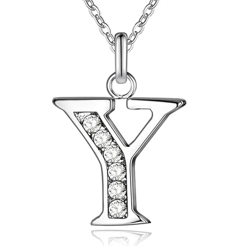 Silberne Buchstabe Y Damen Halskette mit Zirkonia von LGT JWLS