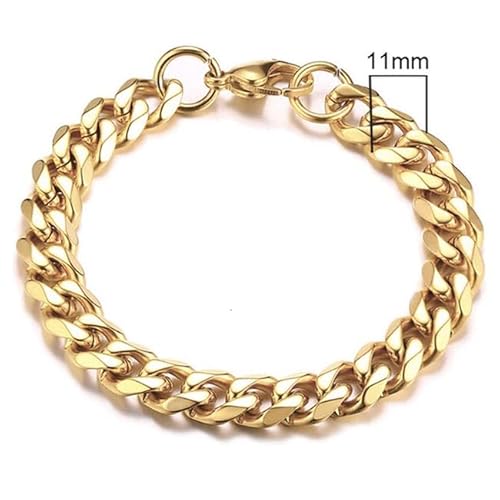 Stahl Herren Armband LGT JWLS Gourmet Glied Gold 11mm-21cm von LGT JWLS