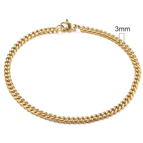 Stahl Herren Armband LGT JWLS Gourmet Glied Gold 3mm-21cm von LGT JWLS