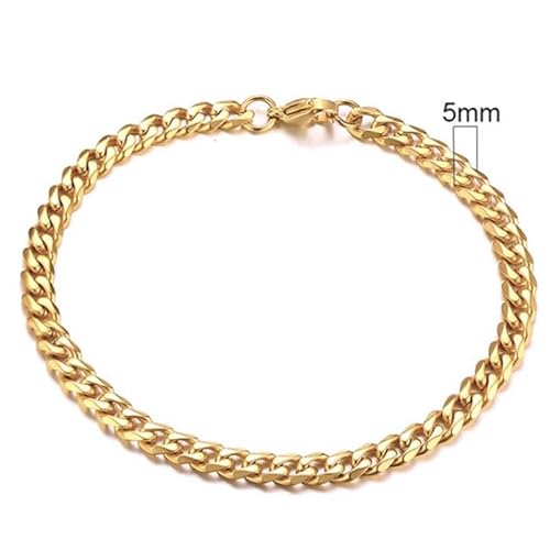 Stahl Herren Armband LGT JWLS Gourmet Glied Gold 5mm-21cm von LGT JWLS