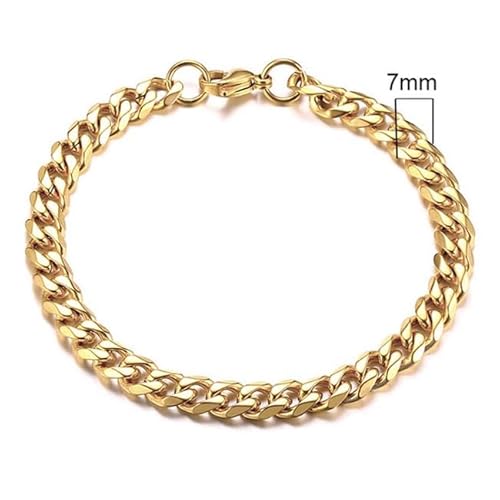 Stahl Herren Armband LGT JWLS Gourmet Glied Gold 7mm-23cm von LGT JWLS