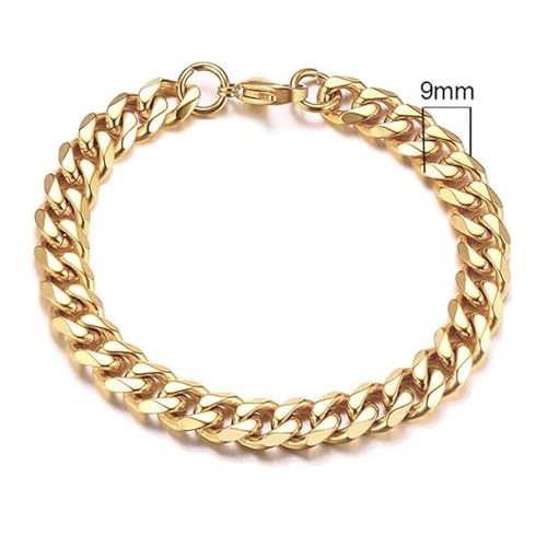 Stahl Herren Armband LGT JWLS Gourmet Glied Gold 9mm-23cm von LGT JWLS