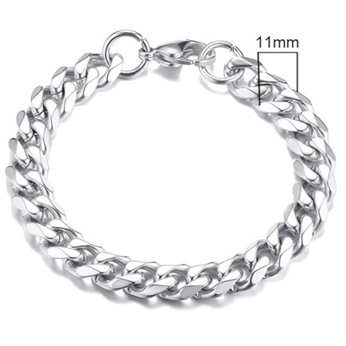 Stahl Herren Armband LGT JWLS Gourmet Glied Silber 11mm-18cm von LGT JWLS