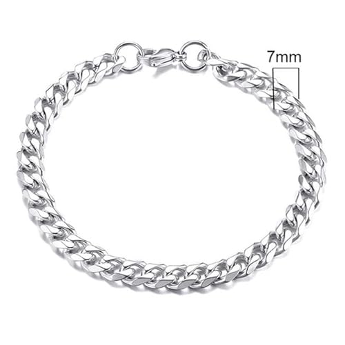 Stahl Herren Armband LGT JWLS Gourmet Glied Silber 7mm-23cm von LGT JWLS