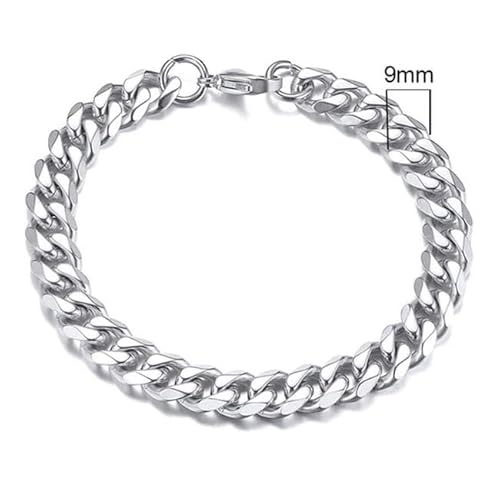 Stahl Herren Armband LGT JWLS Gourmet Glied Silber 9mm-21cm von LGT JWLS