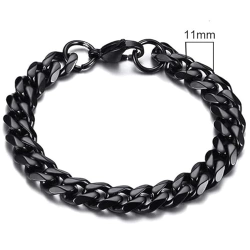 Stahl Herren Armband LGT JWLS Gourmet Link Schwarz 11mm-23cm von LGT JWLS