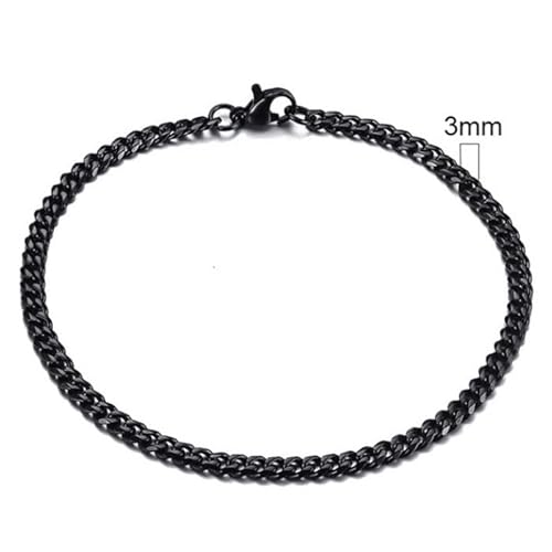 Stahl Herren Armband LGT JWLS Gourmet Link Schwarz 3mm-23cm von LGT JWLS