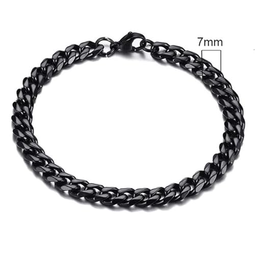 Stahl Herren Armband LGT JWLS Gourmet Link Schwarz 7mm-18cm von LGT JWLS