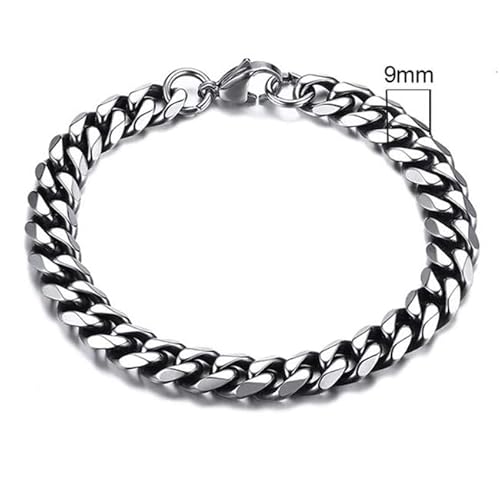 Stahl Herren Armband LGT JWLS Gourmette Link Vintage 9mm-23cm von LGT JWLS