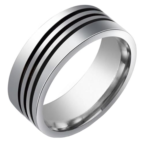 Stahl Herren Ring Triple Diagonal Stripe-21,5mm von LGT JWLS