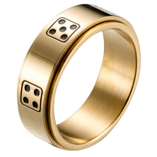 Stahl Herren Ring Würfel Spinner Gold-18mm von LGT JWLS