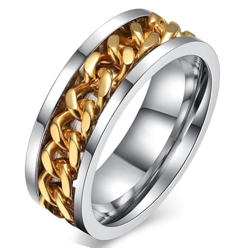 Stahl Herrenring mit kubanischer Goldkette-20mm von LGT JWLS