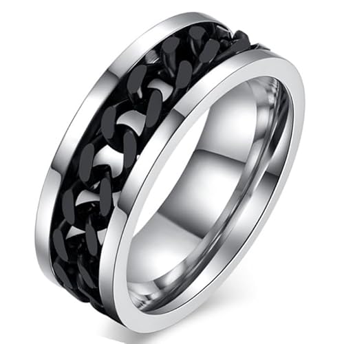 Stahl Herrenring mit kubanischer schwarzer Kette-17mm von LGT JWLS