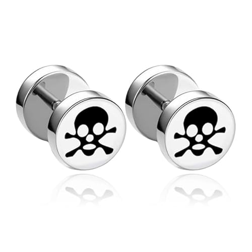 Stahl Ohrstecker Herren Piaraten Schädel 8mm von LGT JWLS