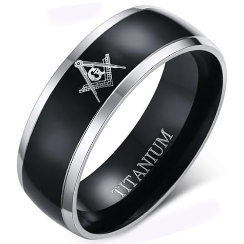 Titan Herrenring Masonic Black Silver-21mm von LGT JWLS
