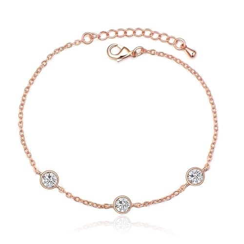 Verstellbare Damen Armband mit 3 Zirkonia Strass Rose Verstellbare Damen Armband mit 3 Zirkonia Strass Rose von LGT JWLS