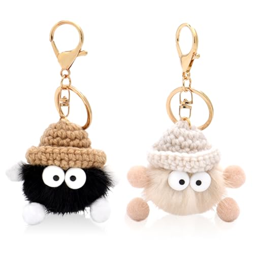 LGWJHCY Runder Plüsch-Anhänger, 2 Stück Schlüsselanhänger with Niedlich Weicher Plüsch, Briketts Plüsch Anhänger, Mini Kinder Puppe Keychain Schlüsselanhänger Rucksackdekorationen Geburtstagsgeschenk von LGWJHCY