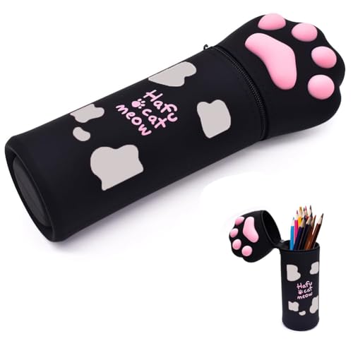 LGWJHCY Telescopic Pencil Case 2 In 1 Soft Silicone Kawaii Cat Desktop Pen Holder Zipper Closure Storage Bag Pencil Bag Pencil Cases for Kids Adults von LGWJHCY