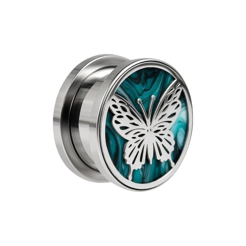 LGXLGX 2 Stück Ohrdehner aus Edelstahl mit Schmetterlings-Rollen Design – 8-16mm Gewindestecker for Ohrlochstretching, Hypoallergener Schmuck for Männer Frauen (Tägliche Nutzung/Piercing)(10mm) von LGXLGX