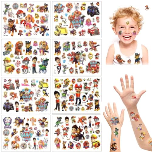 8 Blätter Tattoo Kinder Sticker Jungen, Temporäre Tattoos Set, Kindertattoos Aufkleber, Kindertattoos Aufkleber Wasserdichte, Kindergeburtstag Mitgebsel von LGZIN