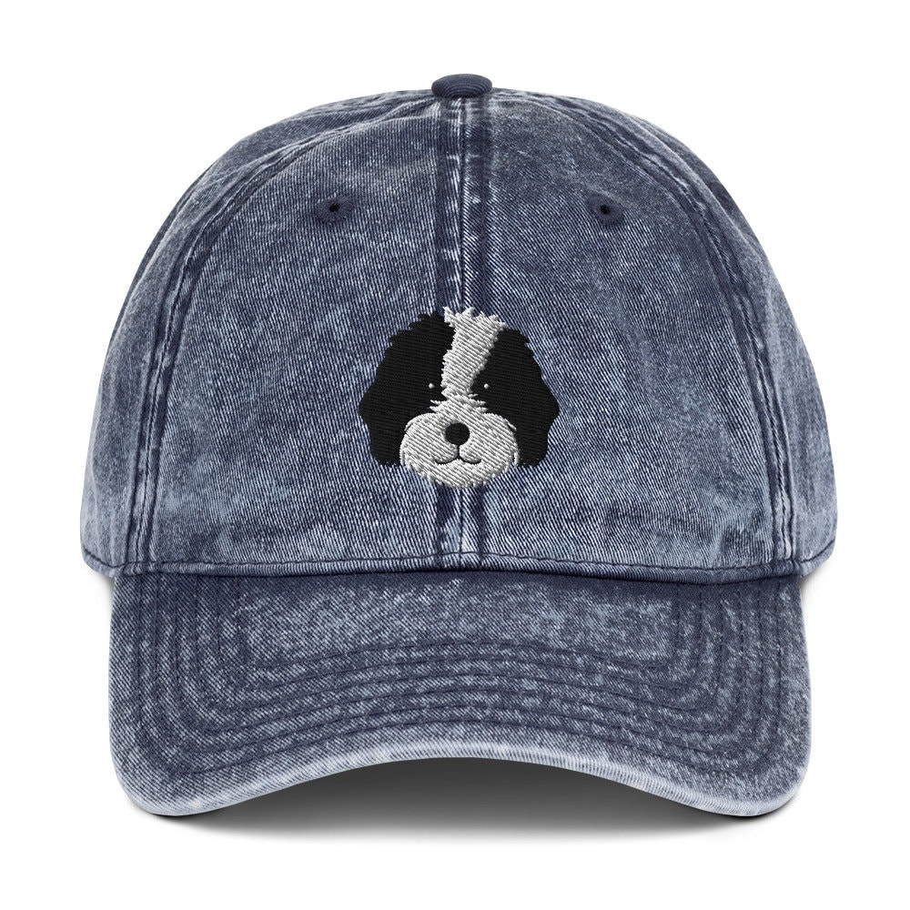 Bernedoodle Mütze, Bestickte Bernedoodle Geschenk, Schwarz-Weiß Unisex Vintage Baumwolle Twill Cap von LGglorydesigns