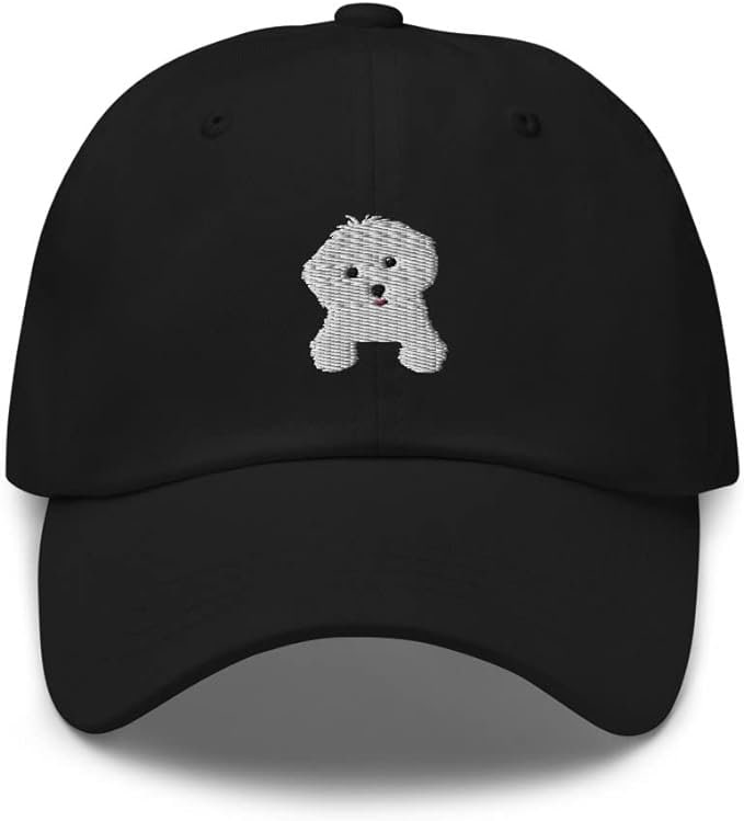 Maltipoo Mütze, Malteser Pudel Mix Hund, Gestickte Unisex Geschenk, Weiß Doodle Hut, Mama Papa Hut von LGglorydesigns