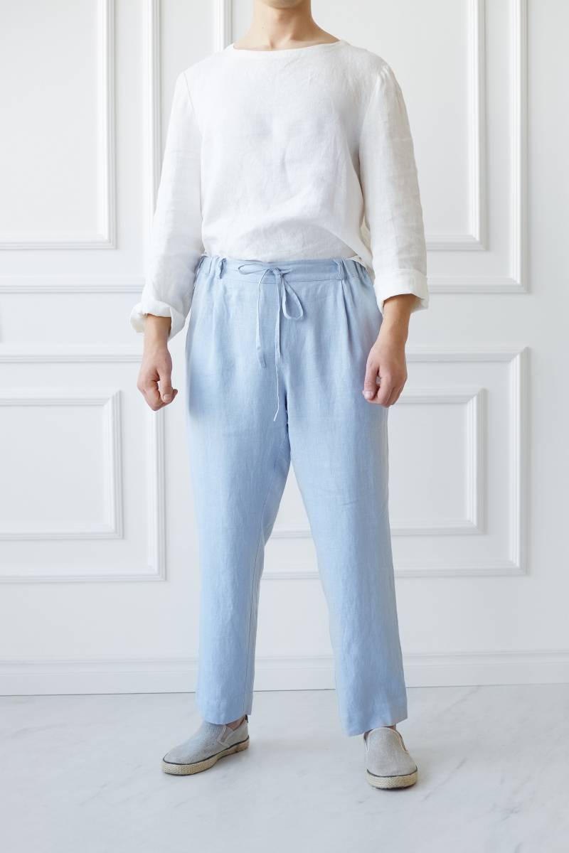 Herren Relaxed Fit Leinenhose, Lässige Lounge Hose von LGlinen