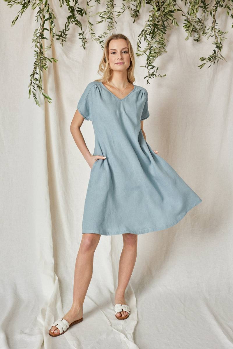 Ärmelloses Leinenkleid Im Kimono-stil Mit Taschen von LGlinen