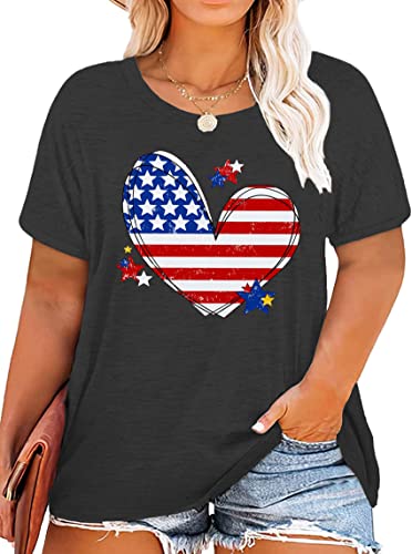 T-Shirt mit amerikanischer Flagge, Damen-T-Shirt, USA-Flagge, Grafik-T-Shirt, 4. Juli, Übergröße, Grau5, 4X-Groß T-Shirt mit amerikanischer Flagge, Damen-T-Shirt, USA-Flagge, Grafik-T-Shirt, 4. Juli, Übergröße, Grau5, 4X-Groß von LHBNK