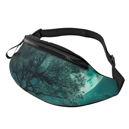 Bauchtasche für Damen und Herren, wasserdicht, mit Baum im Mondlicht, Blaugrün Bauchtasche für Damen und Herren, wasserdicht, mit Baum im Mondlicht, Blaugrün von LHBWCVN