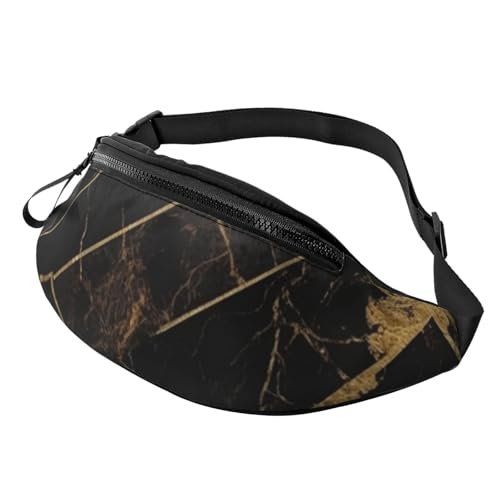 Gürteltasche für Damen und Herren, schwarz, goldfarben, Marmor, Crossbody-Gürteltasche, wasserdicht, Sportgürteltasche, Outdoor-Hüfttasche von LHBWCVN