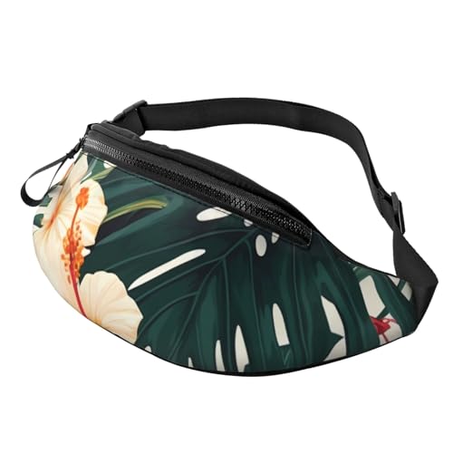Gürteltasche für Damen und Herren, tropische Sommer-Hawaii-Blume, Palmenblätter, Crossbody-Hüfttasche, wasserdicht, Sport-Gürteltasche, Outdoor-Hüfttasche Gürteltasche für Damen und Herren, tropische Sommer-Hawaii-Blume, Palmenblätter, Crossbody-Hüfttasche, wasserdicht, Sport-Gürteltasche, Outdoor-Hüfttasche von LHBWCVN