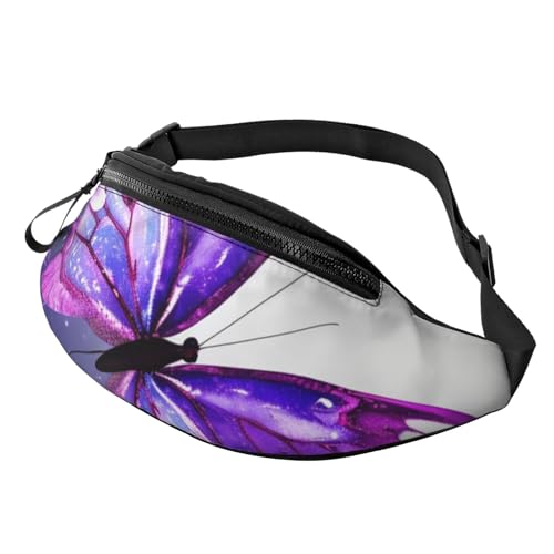 Gürteltasche für Damen und Herren, wasserdicht, Motiv: Schmetterling, Wasserfarben, Violett von LHBWCVN